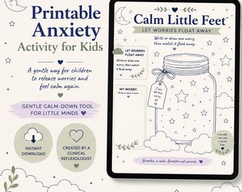 Calm Little Feet™ Let Worries Float Away Printable | Kids Anxiety Activity | Emotional Regulation Tool | Bedtime Calm Down Printable