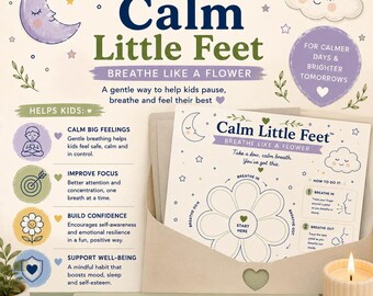Afdrukbaar Mindful Breathing voor kinderen | Rustige hoekactiviteit | Hulpmiddel voor emotionele regulatie voor kinderen | Ondersteunings-pdf-bestand Angst en grote gevoelens
