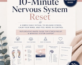 Werkboek voor resetten van het zenuwstelsel van 10 minuten | Gids voor reflexologie voor stressverlichting (digitale pdf)