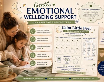 Calm Little Feet Printable | Kids Self-Care Tracker | Emotional Wellbeing Activity for Children | Mindfulness & Confidence Worksheet PDF