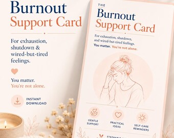 Ondersteuningskaart burn-out | Afdrukbare ondersteuning zenuwstelsel | Handleiding voor burn-outherstel | Hulp bij mentale uitputting | Zelfzorg pdf | Direct downloaden