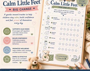 Calm Little Feet Reward Chart Printable | Calm Down Routine for Kids | Emotional Regulation Tool | Anxiety & Bedtime Support PDF