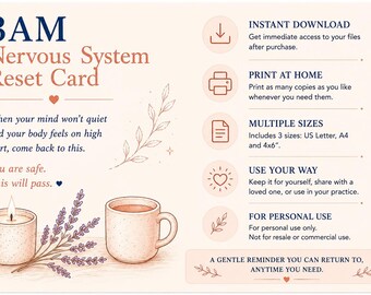 3AM Nervous System Reset Card | Anxiety Relief Printable | Calm Tool for Overthinking | Nervous System Regulation | Instant Download