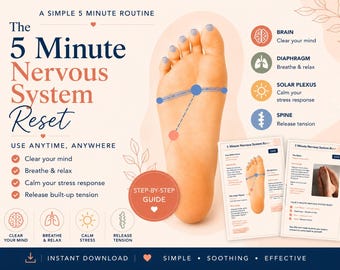 Resetten van het zenuwstelsel van 5 minuten, afdrukbaar | Reflexologie voor stress en angst | Kalmerende zelfzorgroutine | Digitale download voor wellness