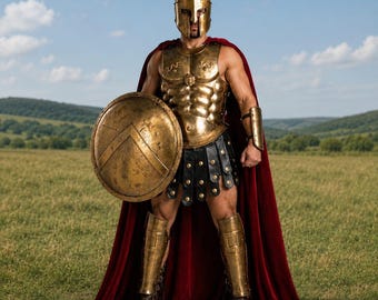 Voll tragbarer spartanischer Rüstungsanzug, 300 König Leonidas-Filmkostüm, römisch-griechisches Cosplay-Outfit, Rollenspiel, großes spartanisches Kriegerkostüm