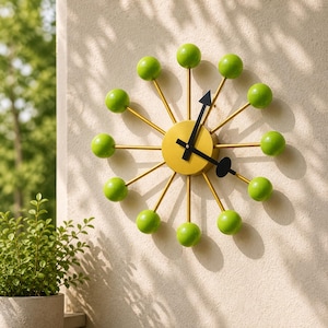 Moderne Messing Starburst Uhr, Retro Atomic Ball Design Uhr, Mid-Century Modern Wanduhr Für Büro Wohnzimmer