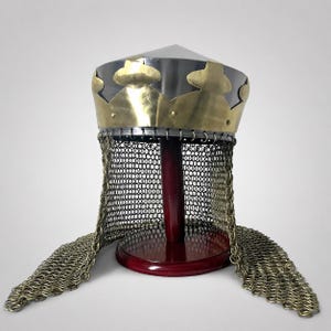 Legendärer King Arthur Helm, Monty Python inspirierter Helm für Kostüme & Rollenspielhelm mit Stahlkettenhemd, Jubiläumsgeschenk für Ihn