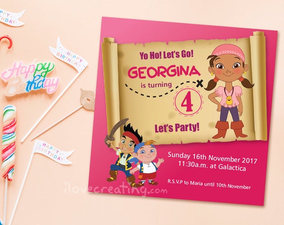 jake pirate birthday invitation