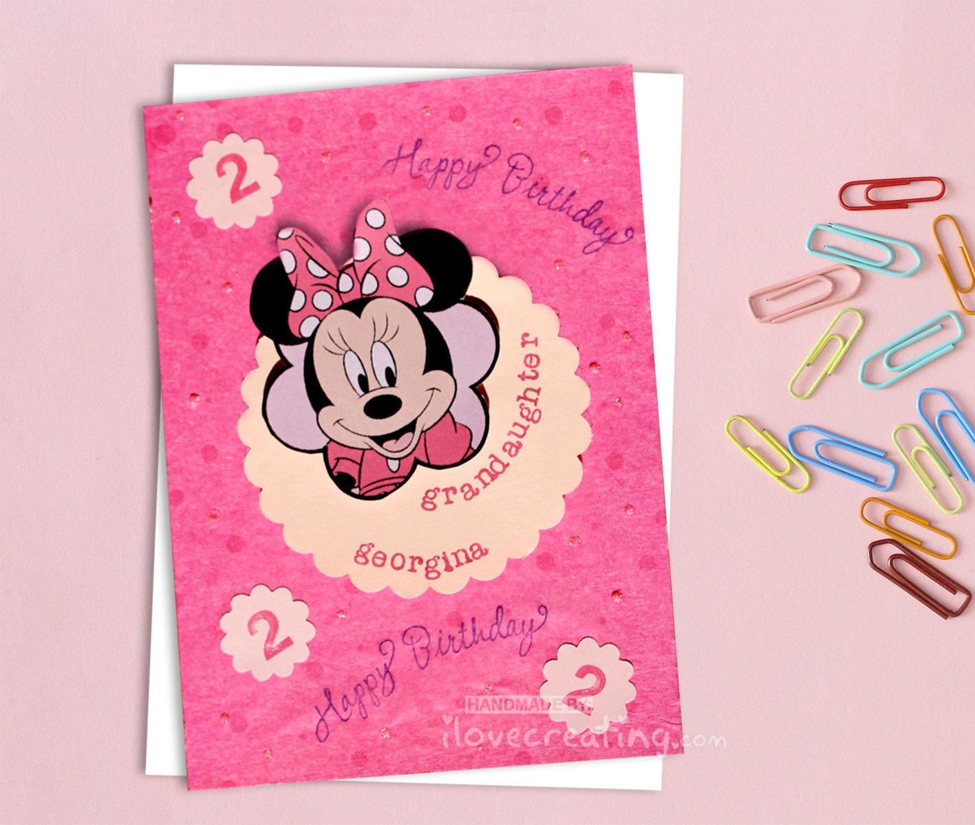 Minnie Mouse BIRTHDAY CARD Personalized for Kids Handmade | Etsy