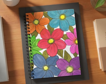Vibrant Floral Journal | Hand-Drawn Botanical Diary, Garden Lover Notebook