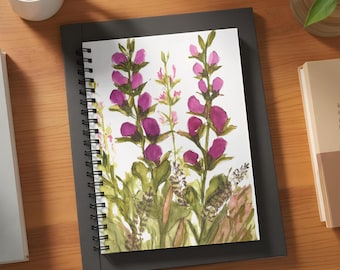 Livfull akvarellblomdagbok, botanisk konstanteckningsbok, Cottagecore skissbok