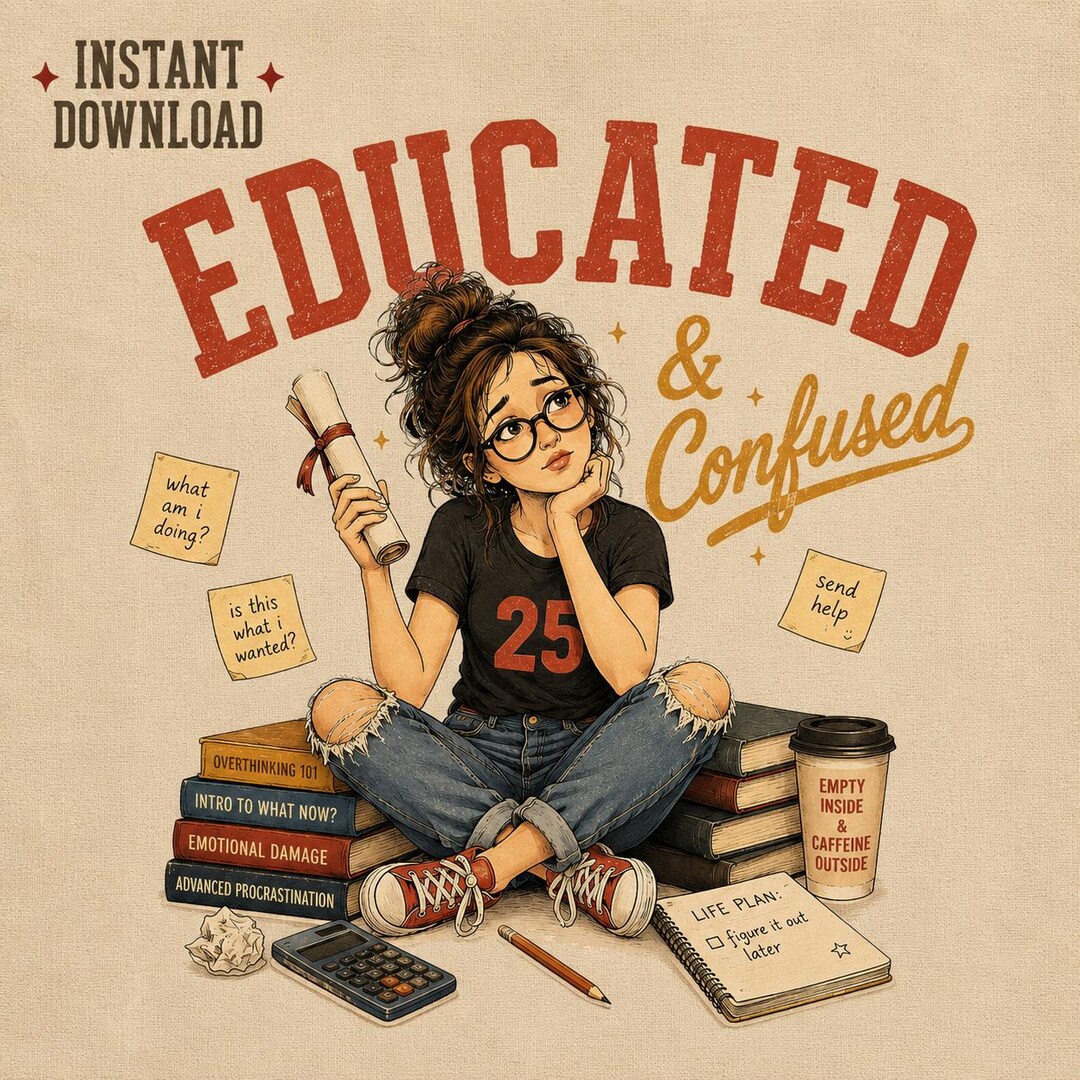 Confused Graduate Vector Educated & Confused PNG – Funny Graduation Shirt Design, Retro Vintage ...