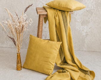 Juego de ropa de cama de lino lavado a la piedra, funda nórdica con cierre de botones, fundas de almohada.