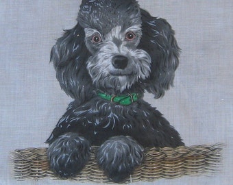 Vintage Skandia Print Poodle Dog Handkerchief Hanky