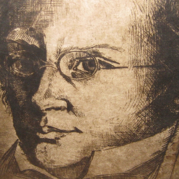 Emile Henri Tilmans Original Etching ~ Composer Franz Schubert