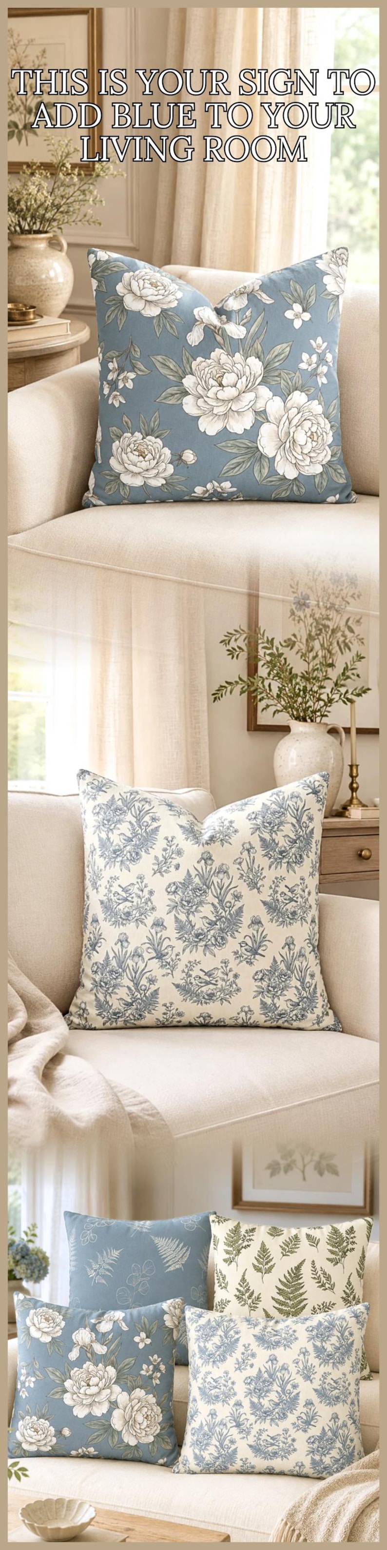 Dusty Blue Throw Pillow Cover French Country Floral Cushion Cover Vintage Botanical Peony Pillow Farmhouse Living Room Decor Gift Idea image 19