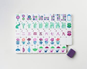Gemma Tiles, Jewel-Toned American Mahjong Set - 160 Purple & Emerald Acrylic Tiles - Amethyst And Garnet Inspired Luxury Game