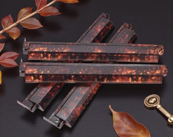 17.5" Acrylic Mahjong Racks - Set of 4 with Pushers - Tortoiseshell American Mahjong Tile Holders - Scalloped Rulers - High End Gift