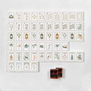 Lotus Pavilion Mahjong-plattset, Chinoiserie Mahjong-plattor, Sköldpaddsskalsmahjong, Lyxigt amerikanskt Mahjong-set
