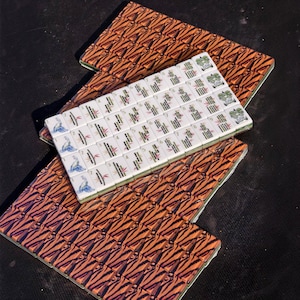 Tiger Mahjong tile set with tiger stripe backs, safari themed Mahjong tiles, custom American Mahjong set, jungle inspired Mahjong game, luxury Mahjong tiles, wildlife Mahjong collection, animal print Mahjong set, premium Mahjong tiles, collector Mahjong gift, exotic Mahjong design, tiger pattern game tiles, custom Mahjong accessories, unique Mahjong set
