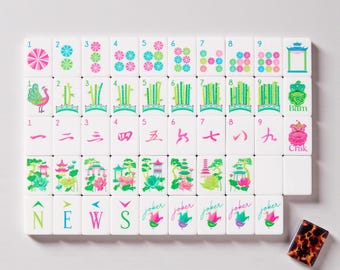 Glow Wild Tiles Mahjong Set with Leopard Print Backs - 160 Acrylic Tiles Colorful Preppy Mahjong - Luxury Game Night Gift