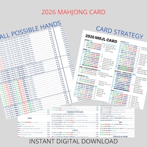 2026 American Mahjong Complete Card Bundle | All Possible Hands + Strategy Guide + Digital Card | Printable PDF Mah Jongg Instant Download