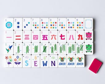 Mahjong set, Full size tiles dice, American Mah Jongg set with case, complete mahjongg game for adults (160 Tiles)