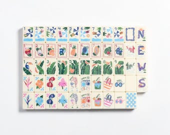 Miss Out of Office Mahjong Set, Tropical Mahjong Gift for Women, Beach Mahjong Tiles, Summer Mahjong Gift for Her