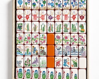 PRE ORDER - American Mahjong Tiles Set (160 Tiles), 7 Layer Acrylic Mahjong Set, Vintage Chinese Mahjong Game