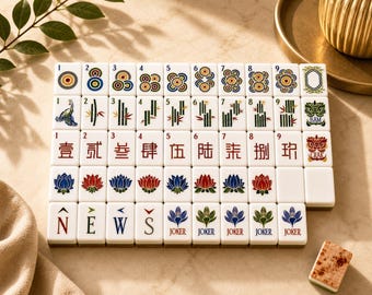 American Mahjong Set 160 Tiles – Burl Wood Acrylic – Peacock & Lotus – Luxury Botanical Gift