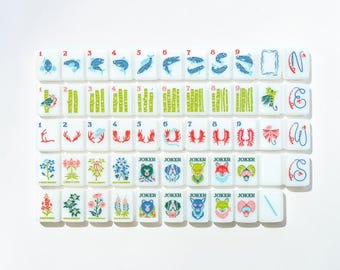 Mountain Line American Mahjong Tiles Set, 160 Acrylic Mahjong Tiles with Nature Inspired Artwork, Engraved NMJL Mahjong Set, Mahjong Gift