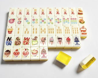 Dessert Mahjong Tile Set, Kawaii Mahjong Game Gift, Pastel Mahjong Gift, Cute Food Mahjong