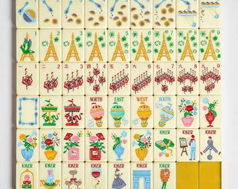 Paris mahjong tile set, Eiffel Tower design, luxury collectible game