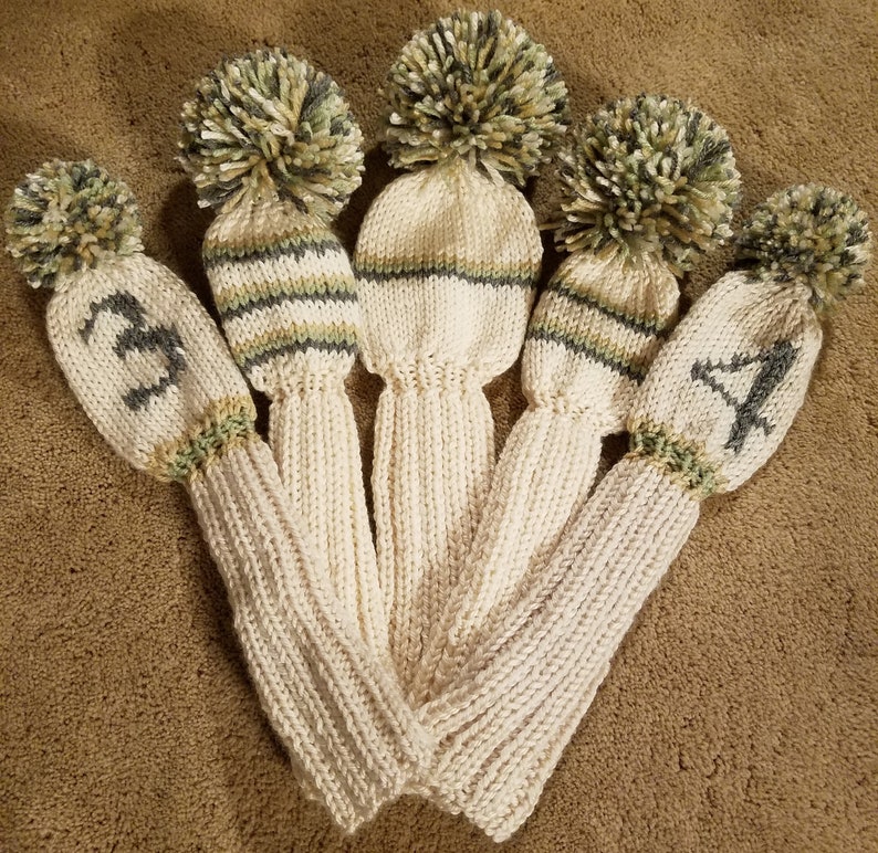 Golf Club Head Covers Hand Knit Etsy