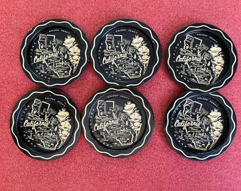 Vintage MCM California Metal Coasters - Set of 6