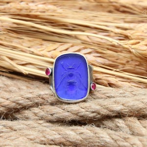 Bijendiepdrukring sterlingzilveren vintage ring antieke Romeinse Griekse stijl zegelring handgemaakte bijensieraden geluksring cadeau voor haar