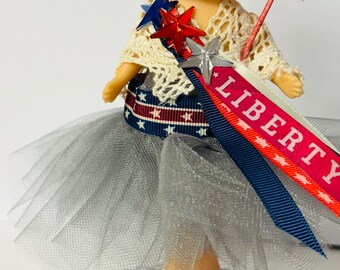 Lady Liberty~~~ Repurposed Vintage Doll~~~ Patriotic Decoration ~~~