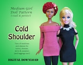 Easy Cold Shoulder dress sweater tunic Doll Clothes PDF Sewing pattern for Barbie, Princess, other 11.5 quot Medium Fashion Dolls Tall Petite
