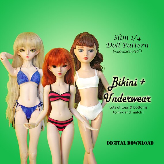 Bikinis & Underwear Panty Bra Doll Clothes Sewing Pattern for Slim 1/4 MSD  BJD: Minifee, Fashion Royalty 16, Ellowyne Wilde, Tonner 