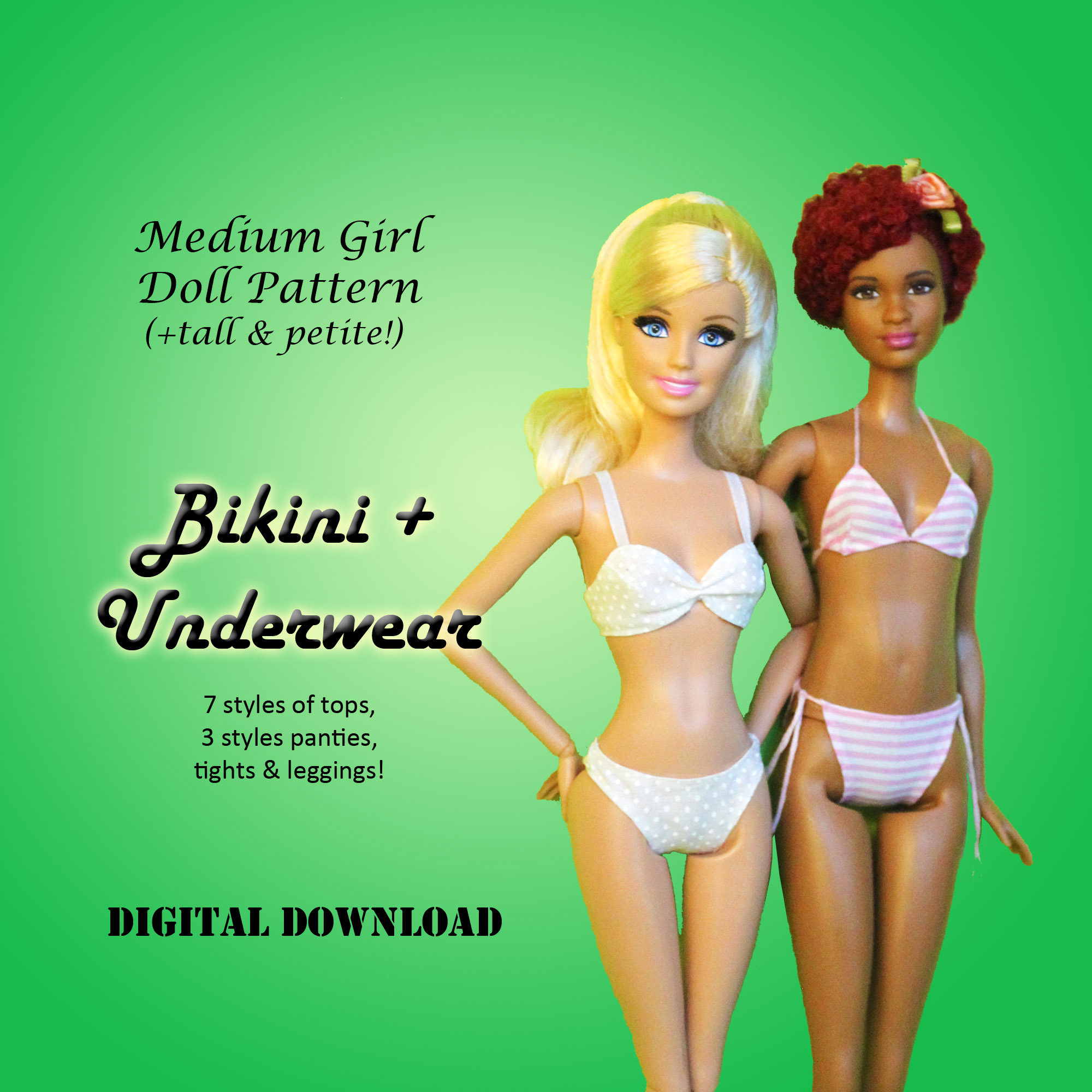 Easy Underwear & Bikini Doll Clothes PDF Sewing Pattern for 11.5 Medium  Fashion Dolls Tall Petite Mtm 