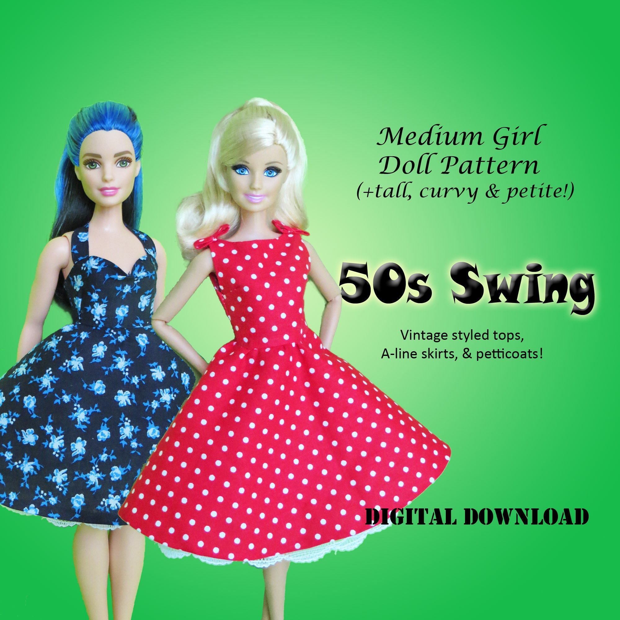 Beeldhouwwerk gen Geschikt Vintage 50s Swing Dress Clothes Pattern for Medium 11.5 - Etsy