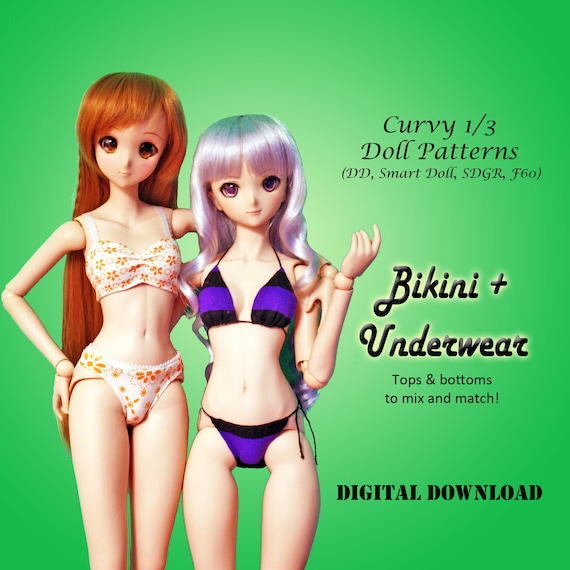 Underwear & Bikinis Lingerie Bra Panties Sewing Clothes Pattern for Curvy  1/3 60cm BJD: SD, SDGR, Dollfie Dream, Smart Doll, Dd 