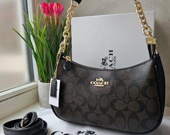 Vintage Coach Hamptons Soho 7463 Green Leather Shoulder Hobo