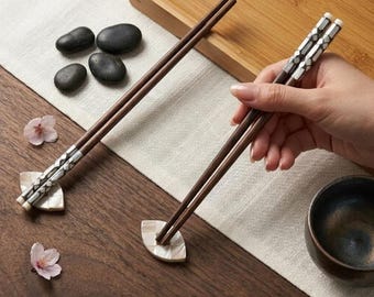 Pearl Inlay Chopsticks, Natural Wood Chopsticks, Minimalist Dining, Unique Gift Idea