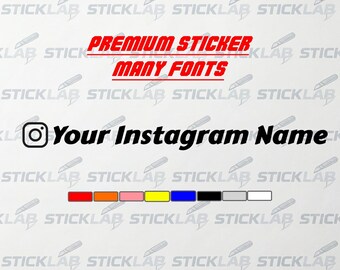 2x Instagram name stickers personalized with custom text car motorcycle sticker 25 mm