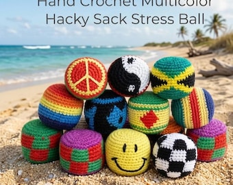 Hand Crochet Hacky Sack Footbag | Retro 90s Juggling Ball, ADHD Fidget Toy