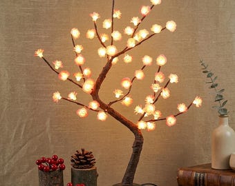 Plum Blossom Tree Lamp, LED Branch Night Light, Room Decor, Touch Sensor USB Light