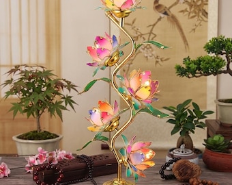 Lotus Buddha Table Lamp, S Shape Buddhist Light Decor for Temple Meditation Home