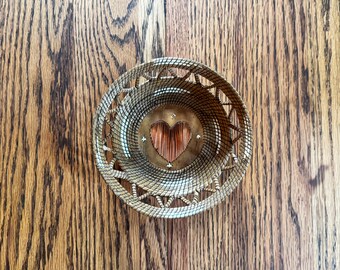 Vintage Woven Basket - Hear - Cabin Natural Rustic Primitive