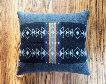 Southwest Arrows Pillow: Black and Gray Cabin Decor, Pendleton Wool Blanket Fabric